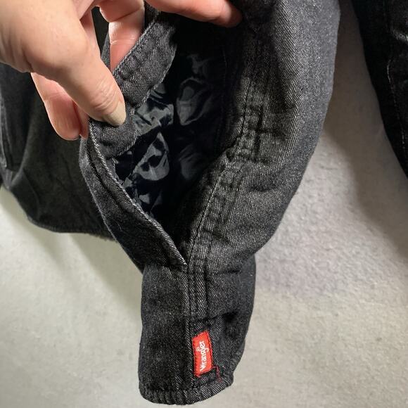 Wrangler Men Sherpa Lined Shacket Sz L Charcoal Gray Workwear Utility Streetwear - Picture 3 of 13